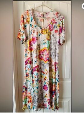 White Floral Maxi Dress with Multicolor Bloom Print